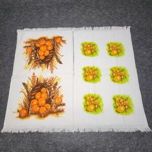 Vintage Cannon Kitchen Hand Towels Mushrooms Fruit Bushel Basket Fall Autumn Lot